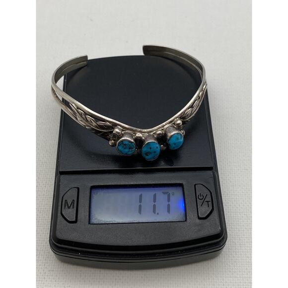 Vintage Native American Turquoise Sterling Silver 925 cuff Bracelet - Picture 9 of 9